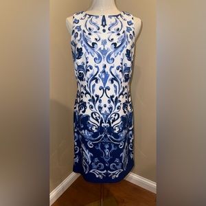 Lauren Ralph Lauren Blue Print Sleeveless A-Line Dress Size 6